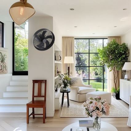 ZEVENTI - Wandventilator FANNY 50W/230V Ø 45 cm schwarz + Fernbedienung