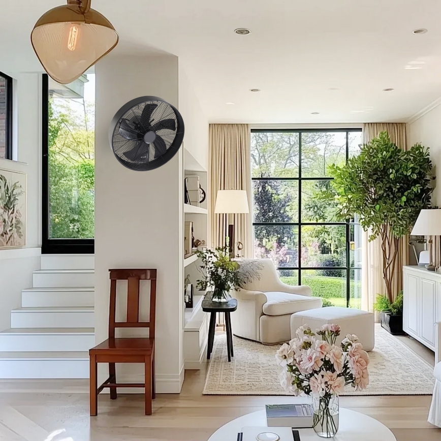 ZEVENTI - Wandventilator FANNY 50W/230V Ø 45 cm schwarz + Fernbedienung