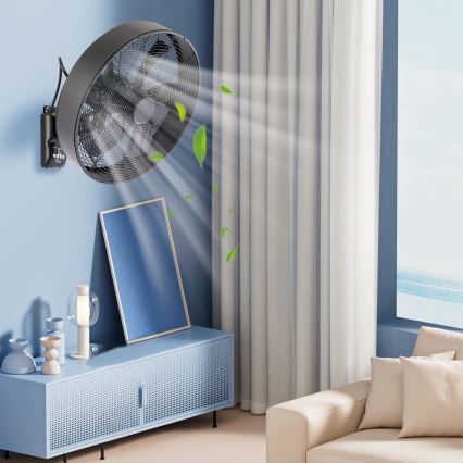 ZEVENTI - Wandventilator FANNY 50W/230V Ø 45 cm schwarz + Fernbedienung