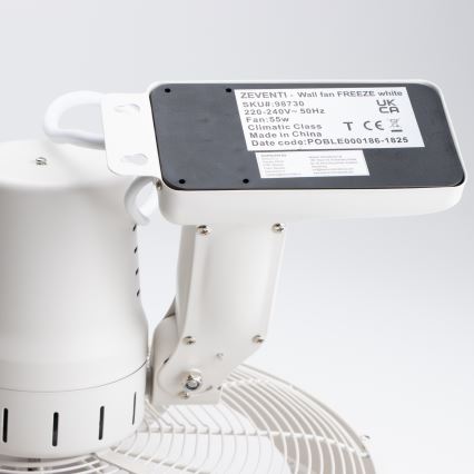 ZEVENTI - Wandventilator FREEZE 50 W / 230 V Ø 45 cm weiß + Fernbedienung