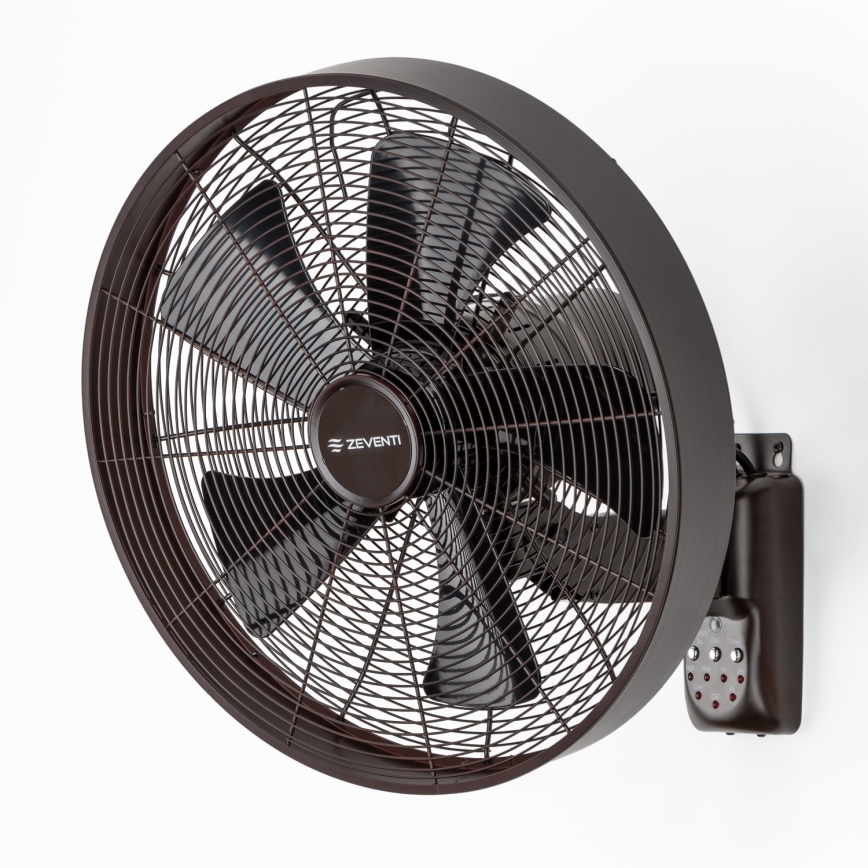 ZEVENTI - Wandventilator FREEZE 50W/230V d 40 cm schwarz/braun + Fernbedienung