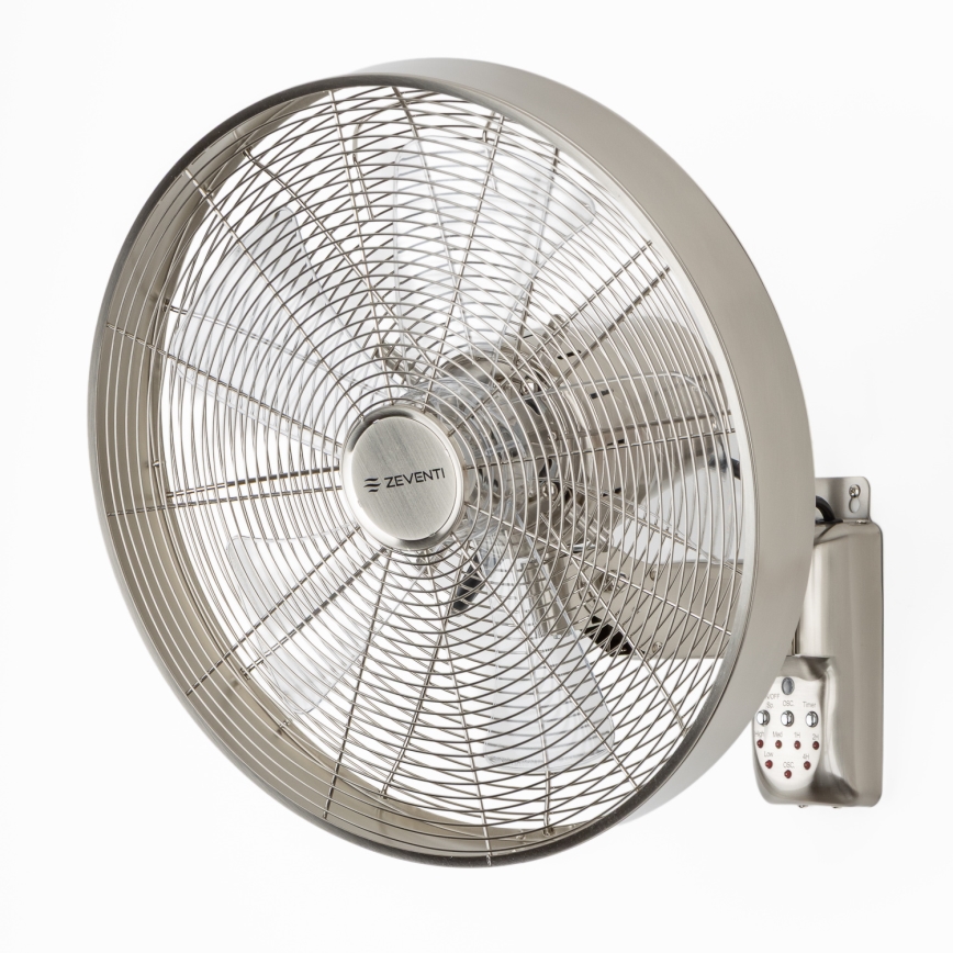ZEVENTI - Wandventilator FREEZE 50W/230V Ø 45 cm mattchrom + Fernbedienung