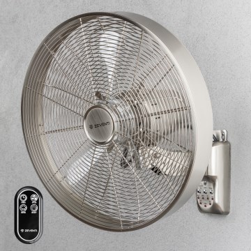 ZEVENTI - Wandventilator FREEZE 50W/230V Ø 45 cm mattchrom + Fernbedienung