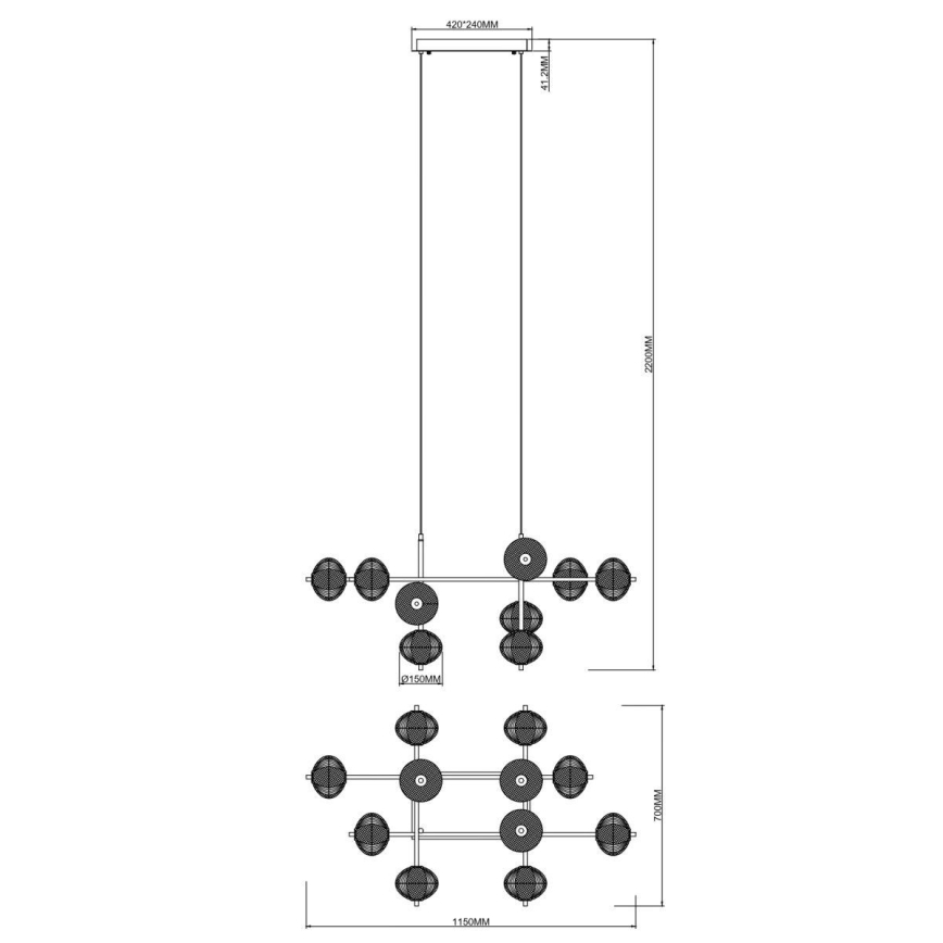 Zuma Line - LED-Pendelleuchte mit Seilaufhängung LED/63W/230V goldfarben