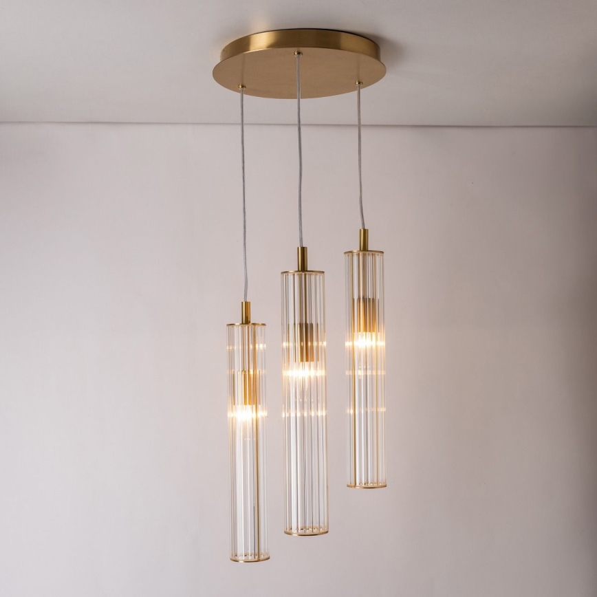 Zuma Line - Pendelleuchte an Kabel 3xE14/7W/230V goldfarben