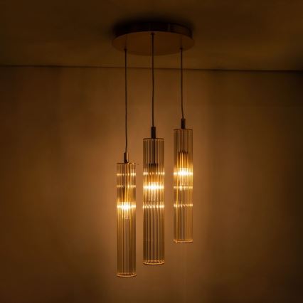 Zuma Line - Pendelleuchte an Kabel 3xE14/7W/230V goldfarben