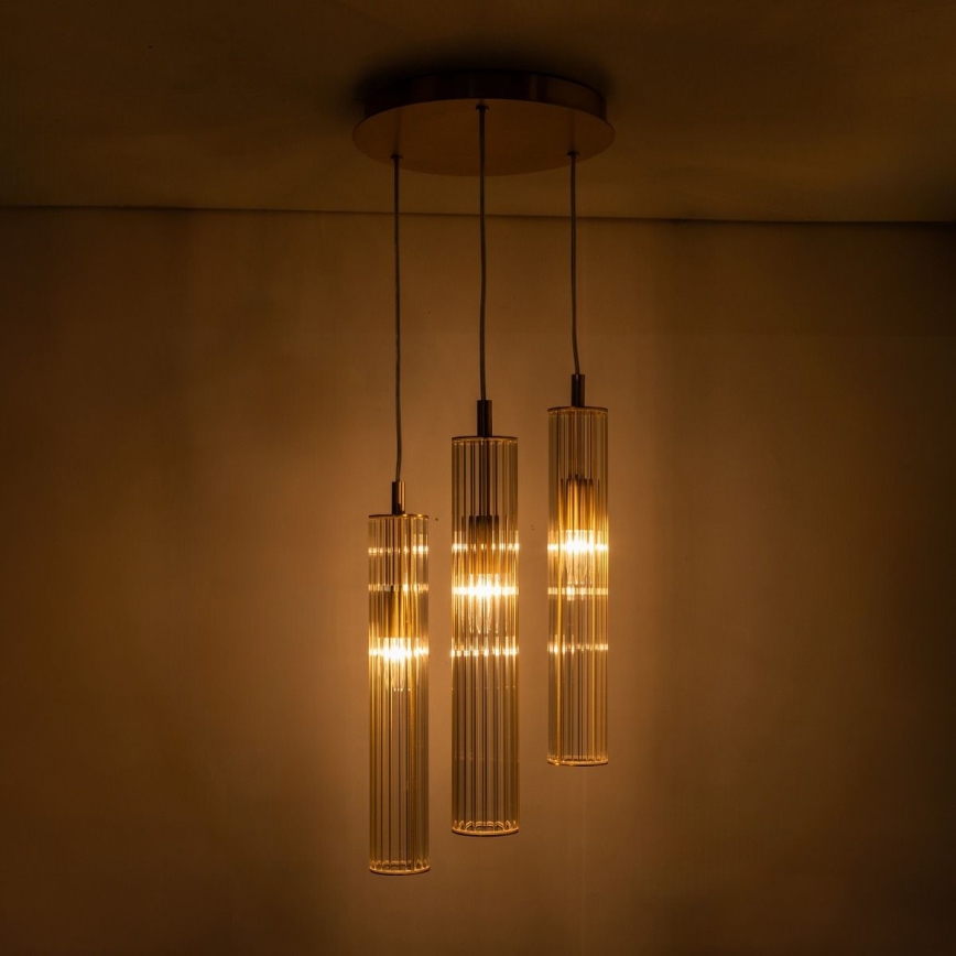 Zuma Line - Pendelleuchte an Kabel 3xE14/7W/230V goldfarben