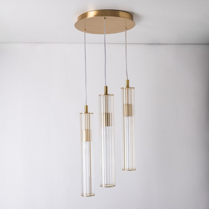 Zuma Line - Pendelleuchte an Kabel 3xE14/7W/230V goldfarben