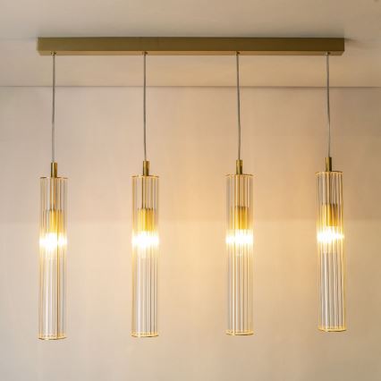 Zuma Line - Pendelleuchte an Kabel 4xE14/7W/230V goldfarben