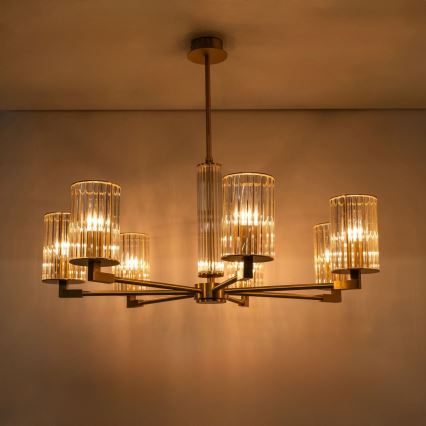 Zuma Line - Deckenleuchte mit Stange 7xE14/7W/230V goldfarben