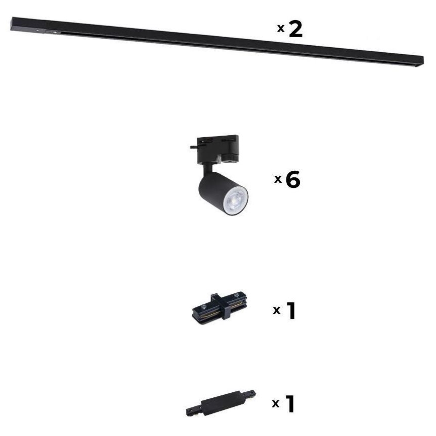 Zuma Line - Strahler für Schienensystem 6xGU10/10W/230V schwarz + Schienenzubehör