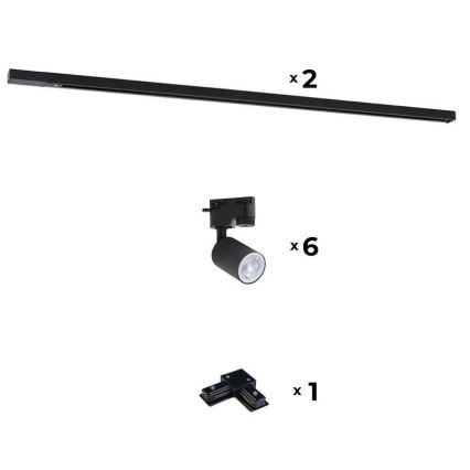 Zuma Line - Einbaustrahler für Schienensystem 6xGU10/10W/230V schwarz + Schienenzubehör