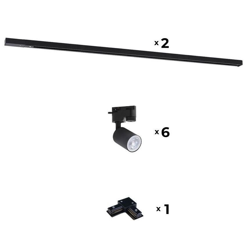 Zuma Line - Einbaustrahler für Schienensystem 6xGU10/10W/230V schwarz + Schienenzubehör