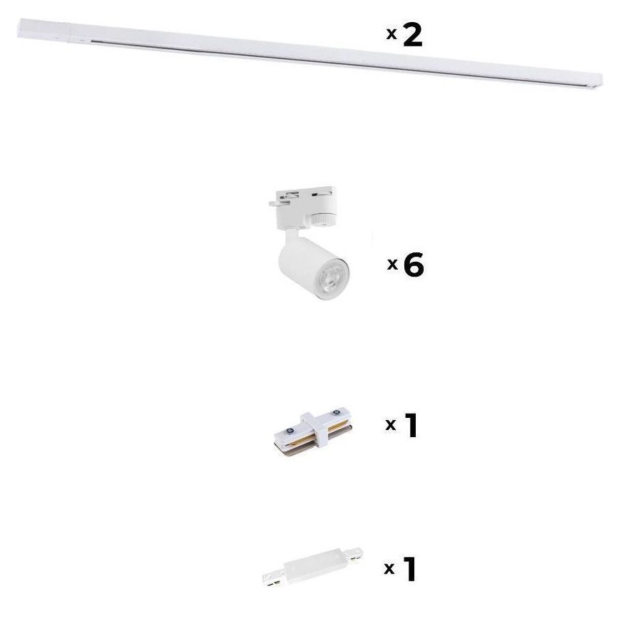 Zuma Line - Einbaustrahler für Schienensystem 6xGU10/10W/230V Weiß + Schienenzubehör