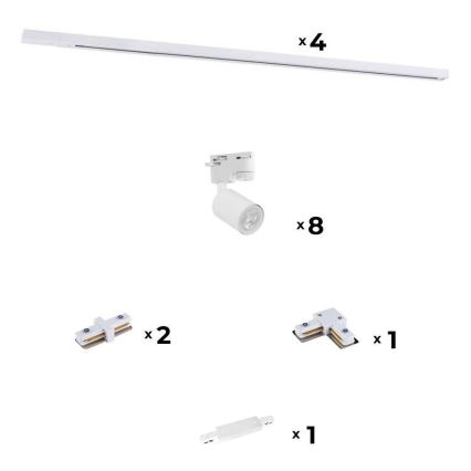 Zuma Line - Strahler für Schienensystem 8xGU10/10W/230V weiß + Schienenzubehör