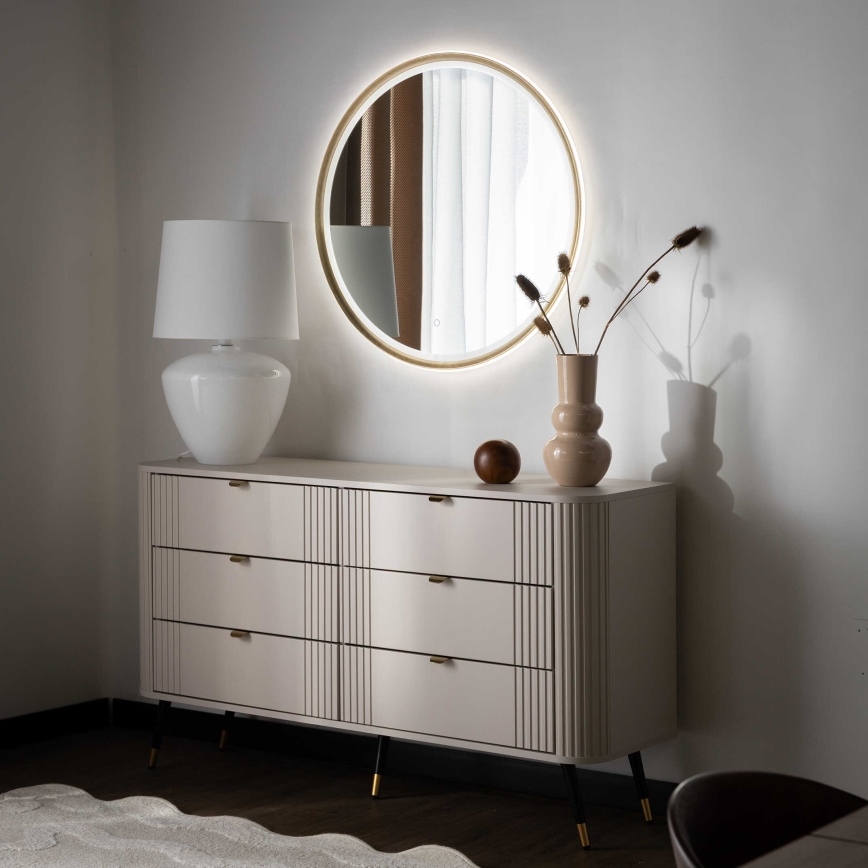 Zuma Line - LED-Badezimmerspiegel mit Hintergrundbeleuchtung LED/36W/230V 3000/4000/6000K Ø 80 cm IP44 Messing