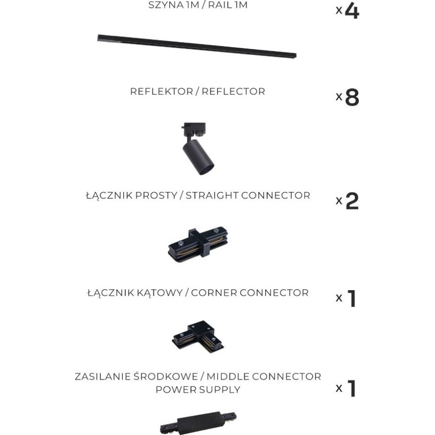 Zuma Line - Spotleuchte für Schienensystem 8xGU10/35W/230V schwarz