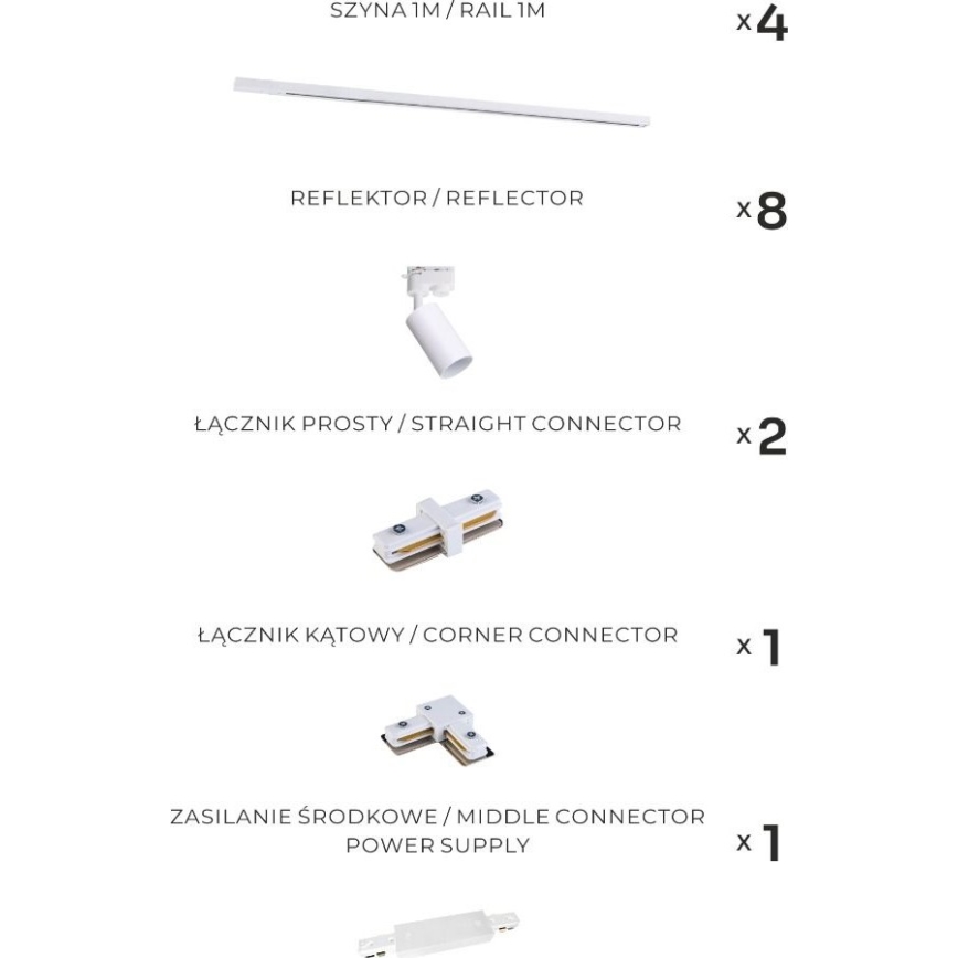 Zuma Line - Schienenstrahler 8x GU10/35W/230V weiß