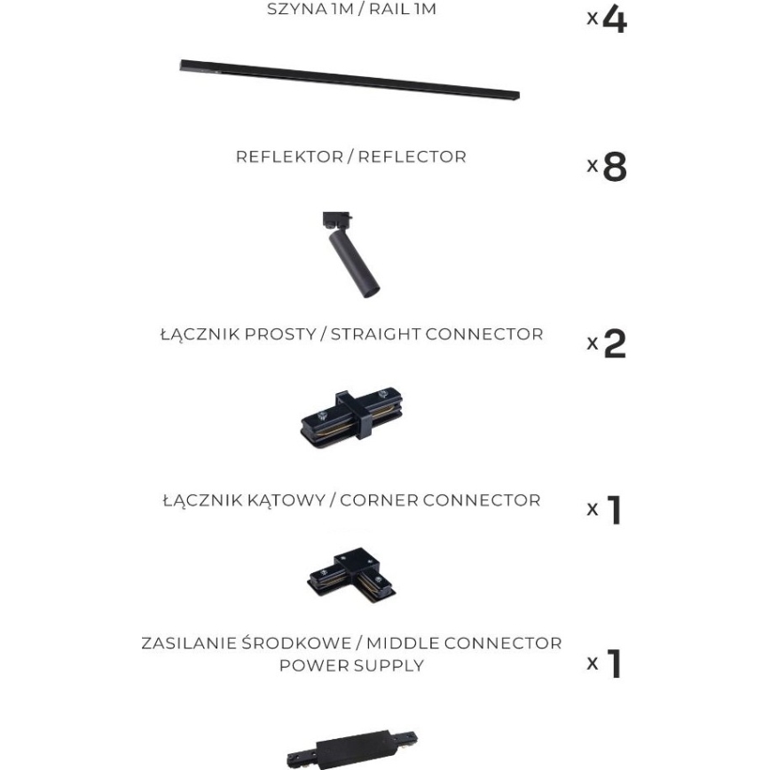 Zuma Line - Spotleuchte im Schienensystem 8xGU10/35W/230V schwarz