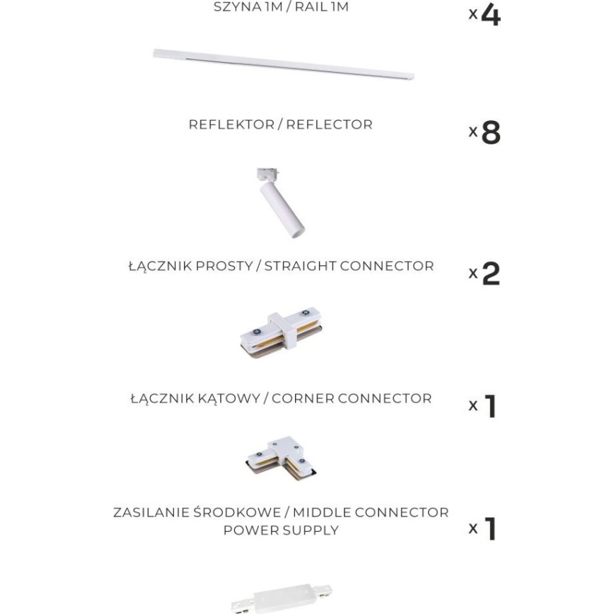 Zuma Line - Schienenstrahler 8xGU10/35W/230V Weiß
