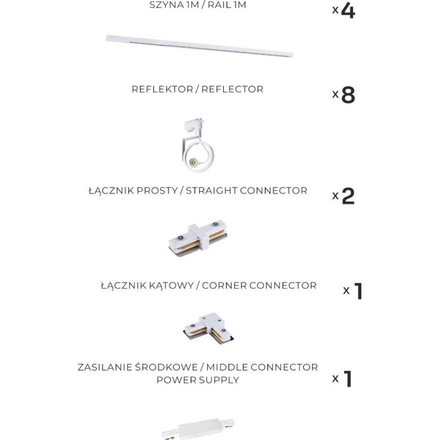 Zuma Line - Spotleuchte im Schienensystem 8xGU10/15W/230V weiß