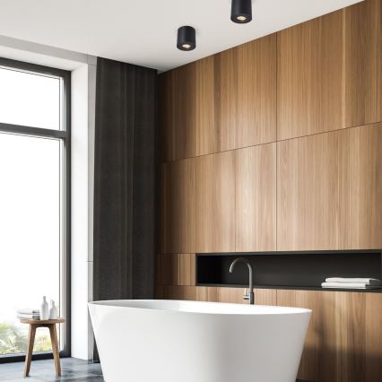 Zuma Line - LED RGBW dimmbarer Bad-Einbaustrahler 1xGU10/4,8W/230V IP44 schwarz + Fernbedienung