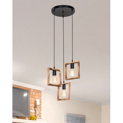 Zuma Line - Hängeleuchte 3xE27/20W/230V Kiefer/schwarz