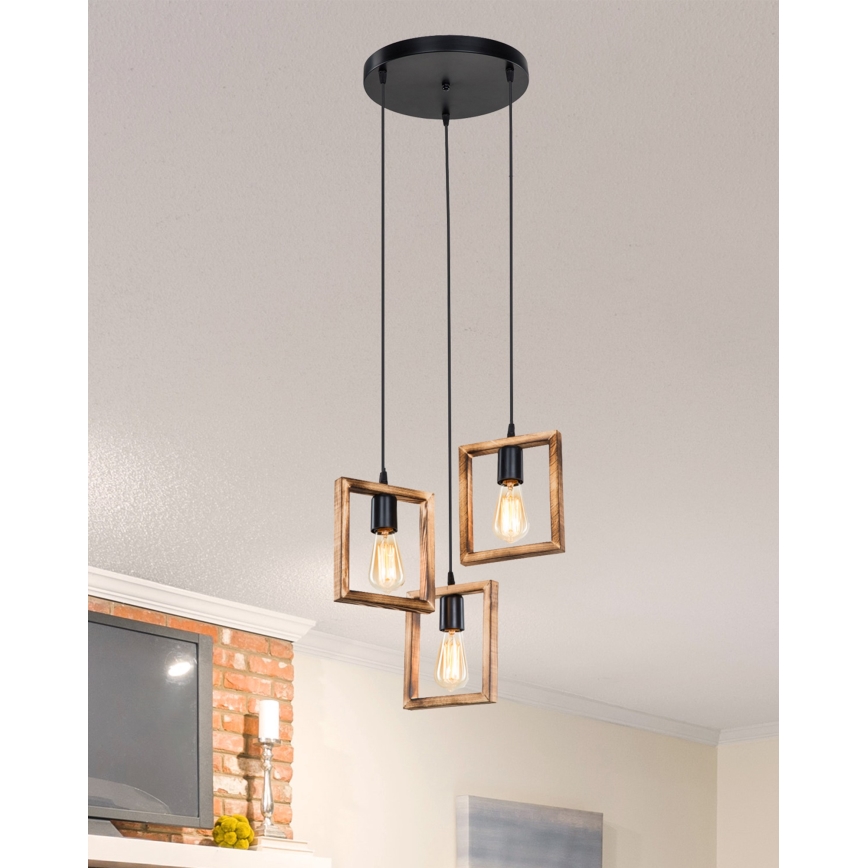 Zuma Line - Hängeleuchte 3xE27/20W/230V Kiefer/schwarz