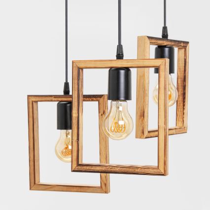 Zuma Line - Hängeleuchte 3xE27/20W/230V Kiefer/schwarz