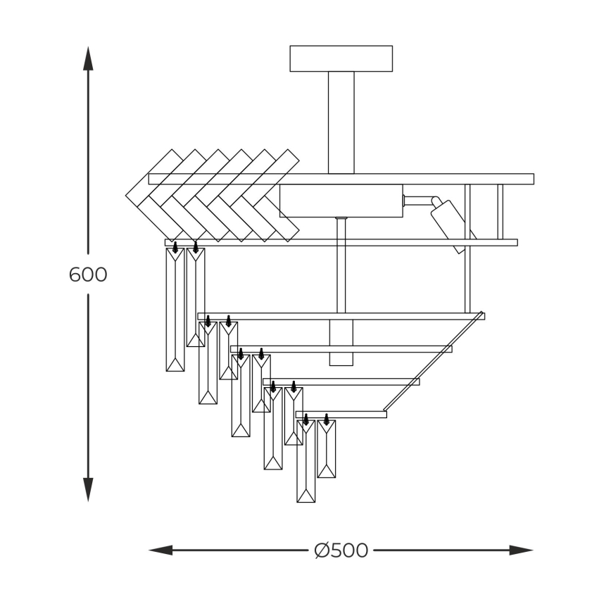 Zuma Line - Kronleuchter an Stange 9xE14/40W/230V golden