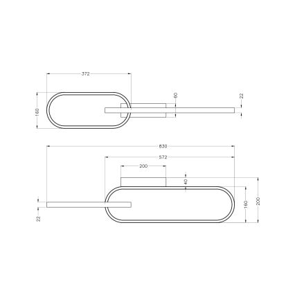 Zuma Line - LED Deckenleuchte 2xLED/24W/230V schwarz/gold