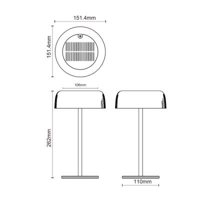 Zuma Line - LED dimmbare solarbetriebene Tischlampe LED/2,5W/2000 mAh IP44 schwarz