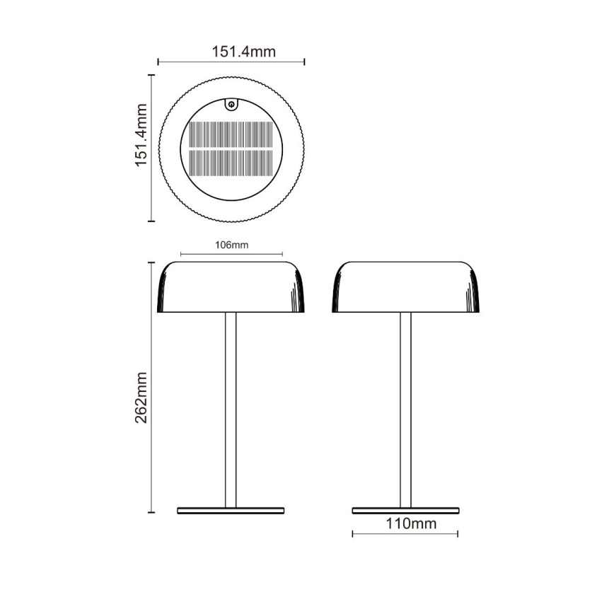 Zuma Line - LED dimmbare solarbetriebene Tischlampe LED/2,5W/2000 mAh IP44 schwarz