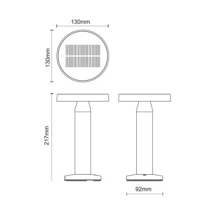 Zuma Line - Dimmbare, aufladbare LED-Solar-Tischleuchte LED/2W/2000 mAh IP44 schwarz