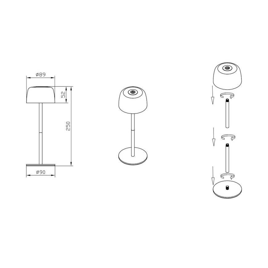 Zuma Line - LED dimmbare wiederaufladbare Tischlampe LED/2W/1200 mAh IP44 cremefarben