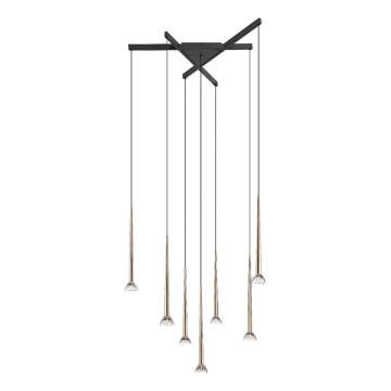 Zuma Line - LED-Pendelleuchte an Drahtseil 7xLED/6W/230V schwarz/gold