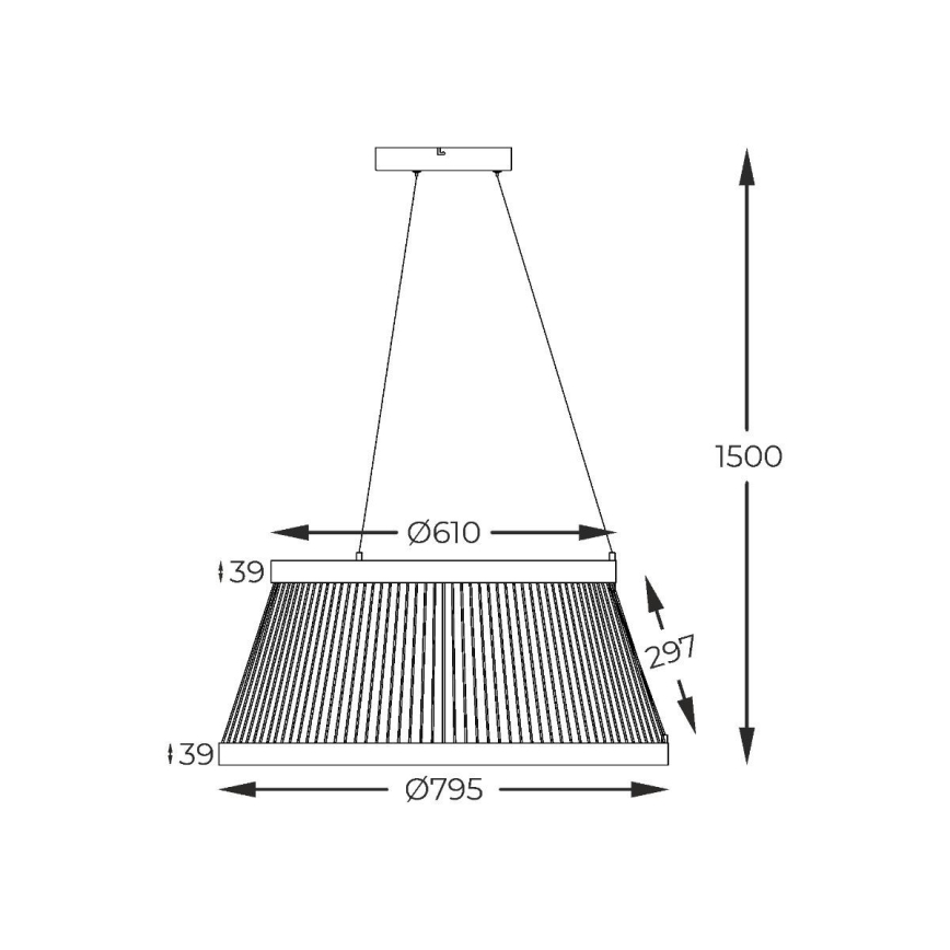 Zuma Line - Dimmbare LED-Hängeleuchte LED/53W/230V 2700-6000K schwarz + Fernbedienung
