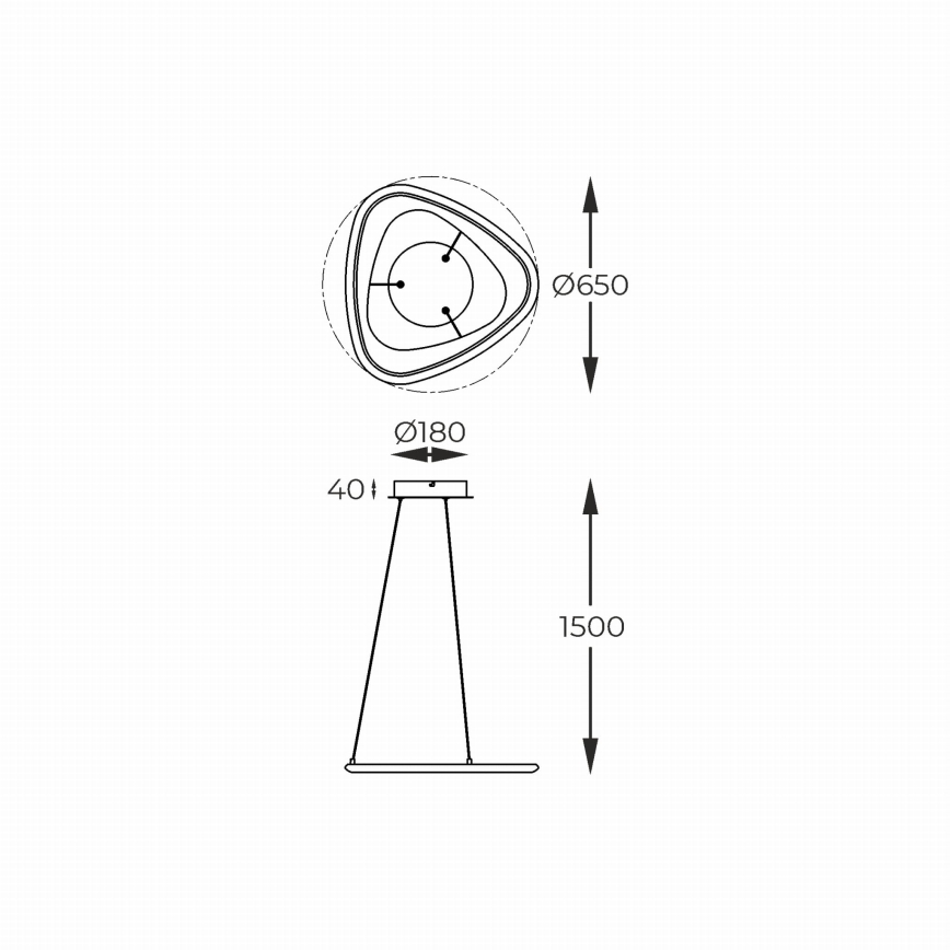 Zuma Line - Dimmbare LED-Hängeleuchte LED/34W/230V 3000K schwarz glänzendes Chrom