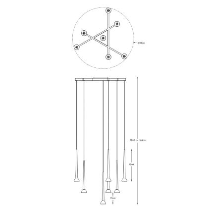 Zuma Line - LED-Pendelleuchte an Drahtseil 7xLED/6W/230V schwarz/gold