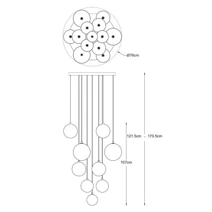 Zuma Line - Hängeleuchte mit Seilaufhängung 13xG9/2W/230V gold
