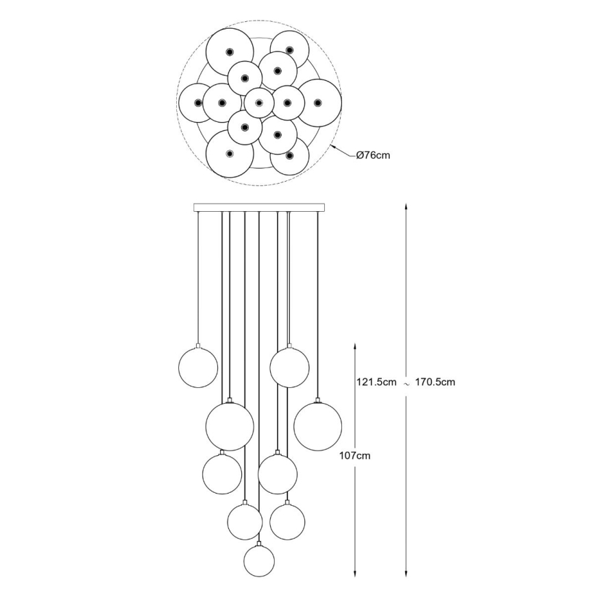 Zuma Line - Hängeleuchte mit Seilaufhängung 13xG9/2W/230V gold