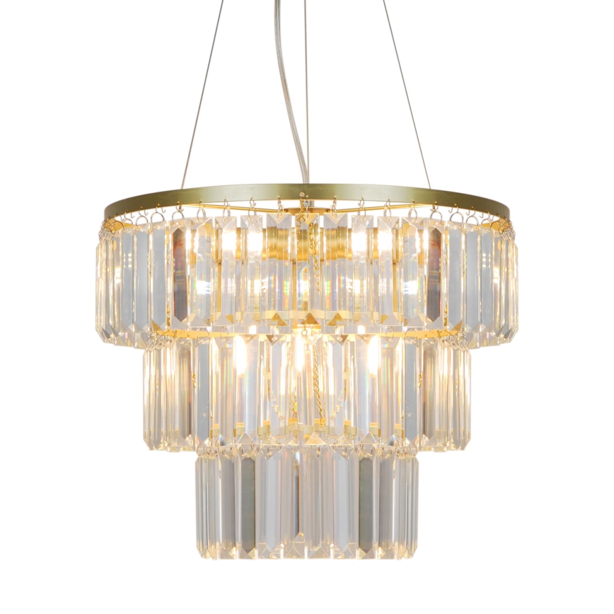 Zuma Line - Kristall-Kronleuchter an Schnur 4xE14/40W/230V golden