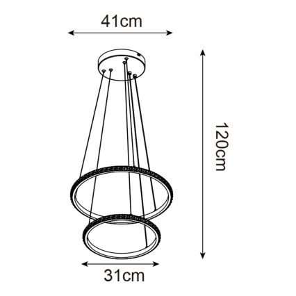 Zuma Line - LED-Kronleuchter an Aufhängung RIDE LED/22W/230V + LED/14W d 41 cm schwarz