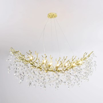 Zuma Line - Pendelleuchte mit Drahtseilaufhängung 14xG9/3,5W/230V 115x40 cm goldfarben