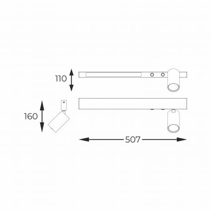 Zuma Line - LED-Wandstrahler 1xGU10/5W/230V + LED/8W schwarz