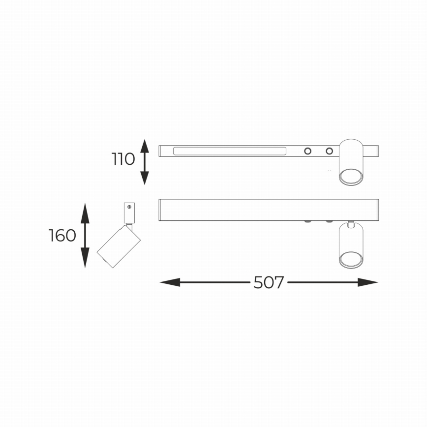 Zuma Line - LED-Wandstrahler 1xGU10/5W/230V + LED/8W schwarz