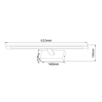 Zuma Line - LED Badezimmerspiegelbeleuchtung LED/20W/230V 62 cm IP44 gold