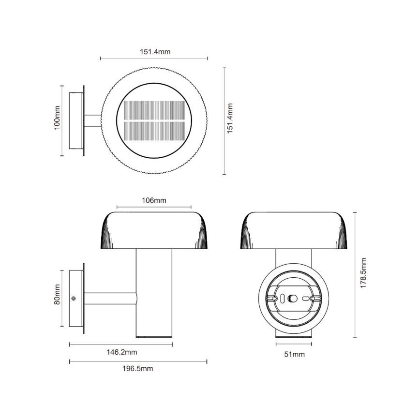 Zuma Line - LED-Solarwandleuchte LED/2,5W/2000 mAh IP44 schwarz