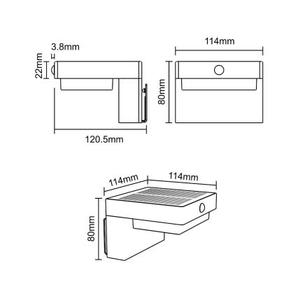 Zuma Line - LED Solar-Wandleuchte mit Bewegungs- und Dämmerungssensor LED/4,5W/2000 mAh IP44 schwarz