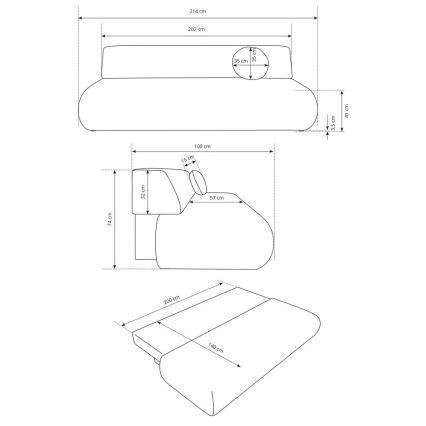Zweisitzer-Klappsofa mit Stauraum PRATO beige